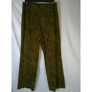 Vintage Pine Cove Pants Size 10 Green Safari Animal Print Wide Leg High Rise